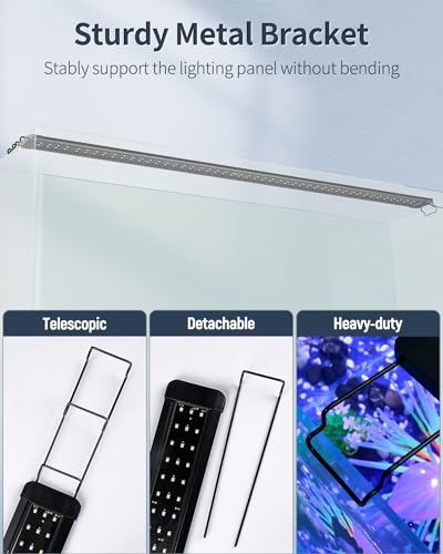 Pawfly 33W Aquarium LED Light for 48 to 54 Inch Fish Tanks Extendable Fish Tank Light with Full Spectrum Brilliant White Blue Red Lights with Daytime & Night Modes and Adjustable Brightness - color: Basic, size: 48"-54"