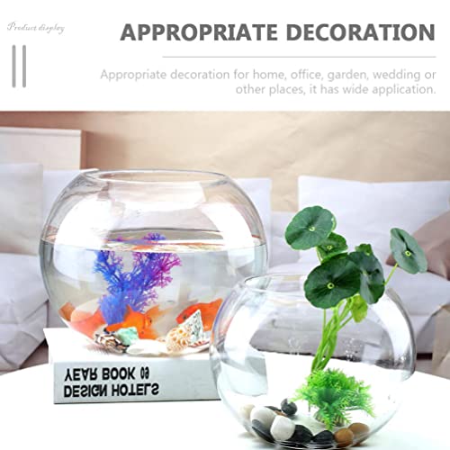 GANAZONO 7.08 Inch Small Glass Fish Bowl Round Fish Tank Desktop Aquarium Clear Glass Goldfish Bowl Hydroponic Planter for Home Office Garden Decor - size: 18x18cm