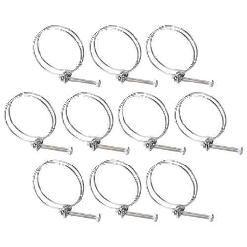 uxcell 10Pcs Double Wire Hose Clamp, 83-90mm Adjustable Stainless Steel Wire Hose Clips with M8 Bolt for Dust Collection Hose, Pump Hose Pipe - size: 83-90mm