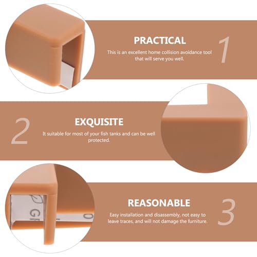 SECFOU 6pcs Soft Silicone Corner Protectors for Aquarium and Pet Carrier, Anti-Collision Guard Table Edge Bumpers, Medium Brown Furniture Safety Covers for Home Use