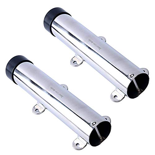 Amarine Made 2Pcs Boat Fishing Rod Holder, Stainless Steel Fishing Pole Holder, Side / Transom Mounted Rod Holders with Weld Brackets, Suitable for Kayak - 7643sh1
