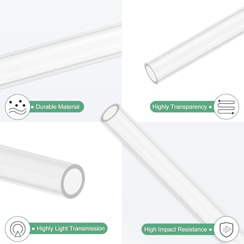 M METERXITY 4-Pack Clear Rigid Acrylic Pipe, 6mm[0.24"] ID x 8mm[0.31"] OD Plastic Round Tube for Water Cooling System/Lamps/Fountains/Aquariums/Display Stand, Acrylic Tubing [305mm/12IN] - size: 6mm ID x 8mm OD