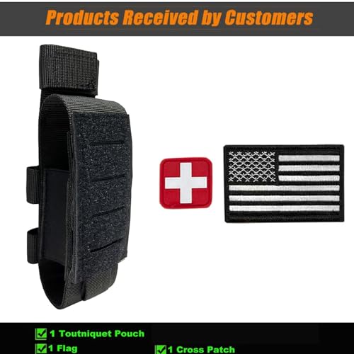 Upgrade 1000D Laser Cut Molle Tourniquet Holder, Heavy Duty Tactical Molle Tourniquet Pouch Holder - color: Pouch-Black