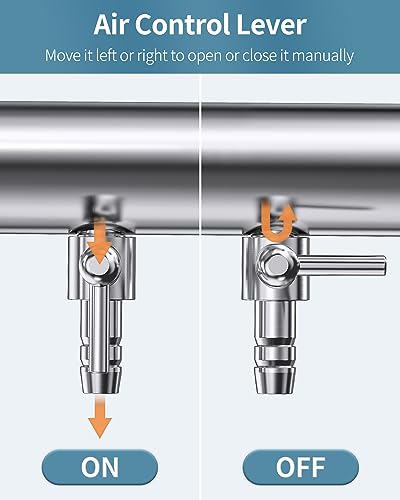 Pawfly Aquarium Air Flow Control Lever Valve 4-Way Fish Tank Air Valve for Air Pump Chromium Copper Manifold Multi-Port Air Flow Splitter for 3/16" ID & 3/8" OD Airline Tubing - color: 4-Way