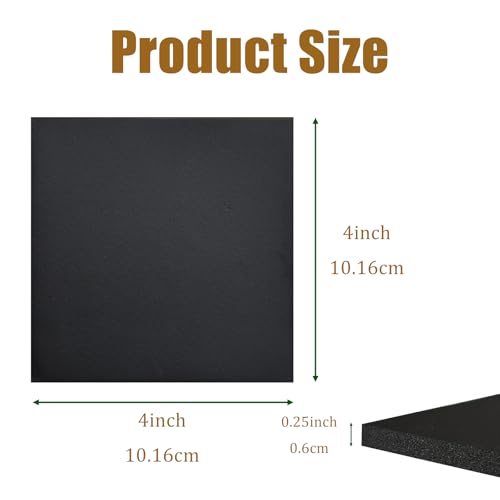 4 Pieces Adhesive Foam Padding 1/4 in Thick X 4 in X 4 in, Anti Vibration Pads, Closed Cell Foam Pads for Anti-Slip, Shock Absorption - size: 4in X 4in X 1/4in, style: With adhesive,Foam