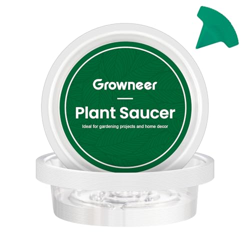 GROWNEER 15 Packs 6 Inches Clear Plant Saucers Flower Pot Trays, with 15 Pcs Plant Labels, Plastic Plant Saucer Drip Trays for Indoor Outdoor Plants Garden - size: 6 Inch, 15-Pack