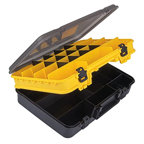 THKFISH Fishing Tackle Box Organizer Double Layer Tackle Storage Fishing Boxes Outdoor Box with Adjustable Dividers 14.96 * 10.23 * 4.5in Yellow - color: A-YELLOW-double sided tackle box