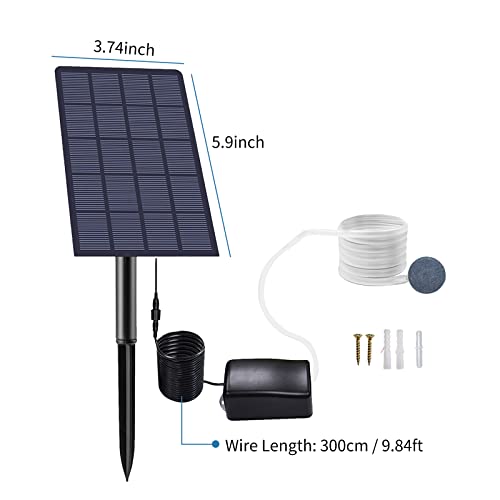Solar Aquarium Oxygen Aerator Air Pump, Fishing Aerator with Pipe Air Bubble Stones for Garden Fish Tank Pool Pond