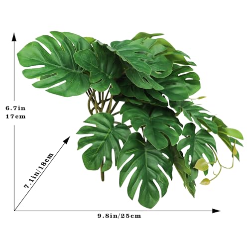 Hermit Crab Climbing Toy, Reptile Plants for Aquarium, Hanging Plastic Simulated Turtle Leaf Plant with Suction Cup, Reptile Tank Habitat Decor Accessories for Lizards Geckos Bearded Dragons Snake