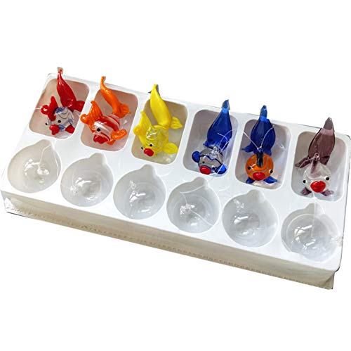 Fish Tank Ornaments Color Bubble Fish Miniature Hand Blown Tropical Fish Figurine Art Glass Sea Animals Collection,Set of 6 for Small and Medium Fish Tanks (4) - color: Multicolored-3