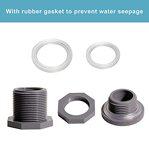 3/4 Inch PVC Bulkhead Water Tank Connector Adapter Fitting with Plugs Thru-Bulk Pipe Fitting for Rain Barrels, Aquariums, Ponds(Set of 1) - size: 3/4"-1pcs