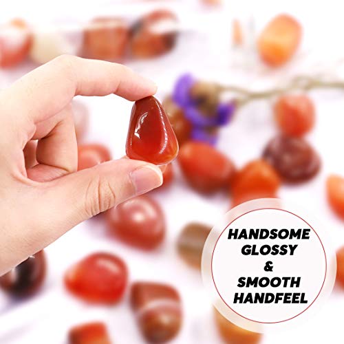 Hilitchi Reddish Brown Agate Stone Tumbled Stones for Plants Cacti & Succulents Bedding, Vase Filler, Landscape Bottom Decoration (About 1lb(455g)/Bag) - color: Red Agate, size: 17-25mm (0.67"- 0.98")