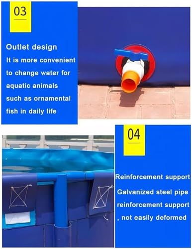 Portable PVC Fish Pond Tarp with Drain Valve - Foldable Water Storage Pool for Koi, Saltwater Fish, & Aquatic Life - Temporary Outdoor Holding Tank - size: 2X0.6m