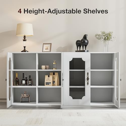 20 Gallon Aquarium Stand with Glass Door, Modern Fish Tank Stand, Reptile Tank Stand Terrarium Stand with Adjustable Shelves & Cabinet Storage, Sturdy Heavy Duty 31.5"×15.7" Tabletop