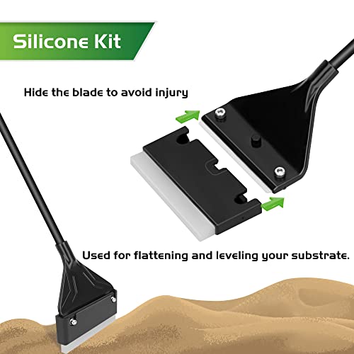 24.5’’ Professional Algae Scraper, Aquarium Blade Cleaner with 10 Pcs Replaceable Blades Stubborn Algae, Suitable for Water Tank Size Above 30 Gallons - color: Black, size: L