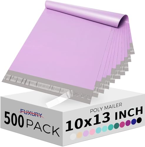 Fuxury Poly Mailers 10x13 Inch 500pc, Sturdy Shipping Bags for Clothes Bulk, Self Adhesive Mailing Shipping Envelopes, Waterproof Mailers Poly Bags, Colorful Packaging Bags for Business, Light Purple - color: Light Purple, size: 10x13" 500pcs