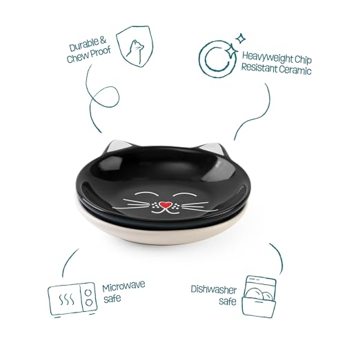 Park Life Designs Oscar Cat Dish - Ceramic Cat Shaped Food and Water Bowl (Black) | Stylish Feeding Bowl, 6 oz Capacity | Lead-Free & Food-Safe | Easy-Clean, Dishwasher Safe - color: Black