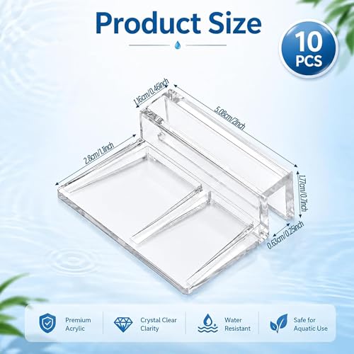 2026 New 10 Pack Transparent Aquarium Lid Clips for 6.3mm Glass,Rimless Fish Tank Cover Bracket Holder,Plastic Acrylic Top Support for Anti-Jumping and Secure Glass Covers
