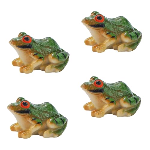 4pcs Miniature Green Frog Figurines Simulated Small Animal Resin Garden Sculpture Cute Funny Frogs Indoor Outdoor Realistic Statue for Micro Landscape Fish Tank Terrarium - style: Frog
