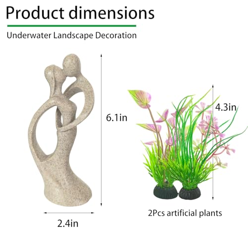 Sandstone Statue Fish Tank Ornaments, Small Fish Aquarium Decorations Home Decor for Goldfish Shrimps, Hug - color: Hugging Kiss