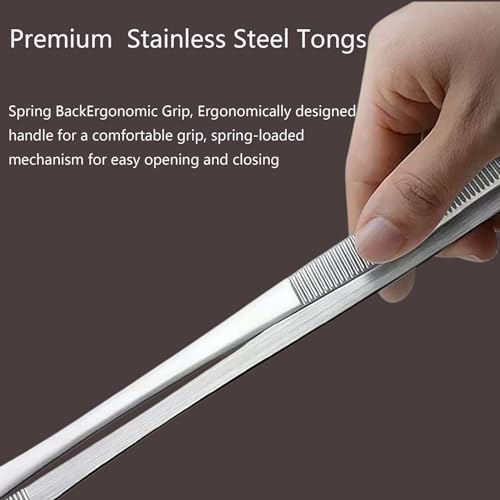 2-Pack 12-Inch BBQ Kitchen Tweezers Tongs, Extra-Long Stainless Steel Cooking Tweezers Dishwasher Safe for Grilling, Baking & Food Prep (12Inch BBQ Tongs) - color: 12inch Bbq Tongs