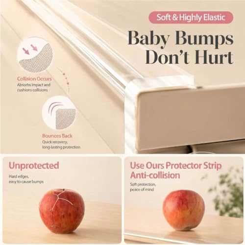 ZOMPAGO Clear Soft Corner Protectors for Baby Safety Furniture Strip 2in(W) x6.56FT(L), Sharp Edge Table Corner Bumpers, Wall Corner Guards, Baby Proof Corner Protectors for Cabinet & Window Edge - size: 2in x 6.56FT