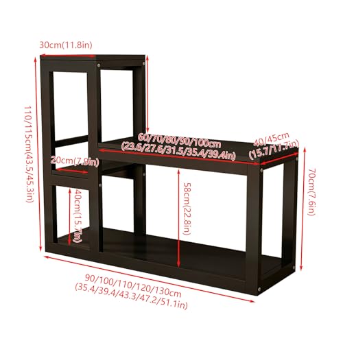 Heavy Duty Metal Frame Aquarium Stand Fish Tank Stand Storage Shelf Multi-Layer Design With Anti-Slip Mat Suitable for Living Room Office and Study Black 120x110cm/47.2x43.5in - color: Black, size: 120x110cm/47.2x43.5in