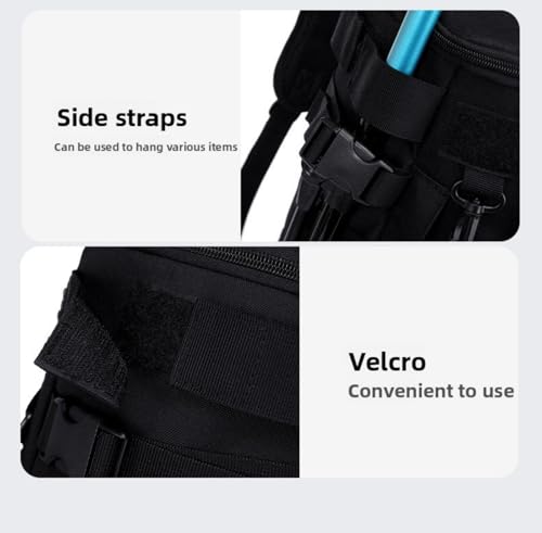 Tactical Fishing Backpack with Rod Holders,35L MOLLE Tackle Bag Water Resistant for Men and Women,Outdoor Gear Storage for Saltwater and Freshwater (Black) - color: Black