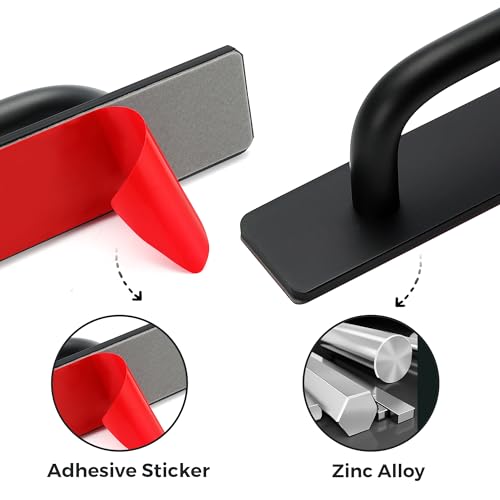 2 Pack Adhesive Handles Self Stick Instant Cabinet Handles 5.83" Stick on Cabinet Handles Drawer Push Pull Handles Helper Sliding Screen Door Handles for Sliding Closet Window Wardrobe - Black - color: Black, size: 5.83 In Length