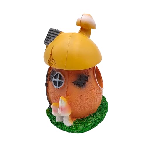 Resin Mushroom House for Aquariums, Fairy Garden Fish Tank Cave, Christmas Decorative Landscape Shelter for Turtles, Frogs, Fish, and Shrimp, Easy to Clean