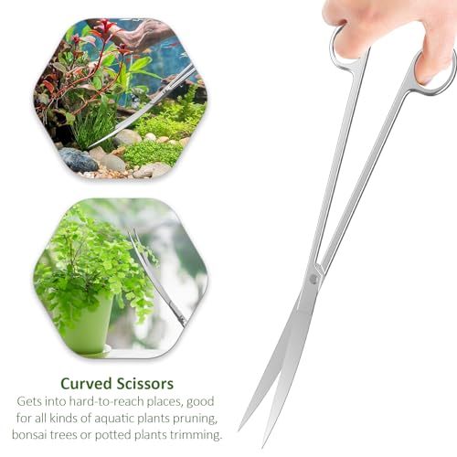 Cooclensportey Aquascape Tools - 4PCS Premium Aquascaping Tools Kit, Enduring Aquarium Tools Include Aquarium Scissors Tweezers and Algae Scraper, Terrarium Supplies for Fish Tank