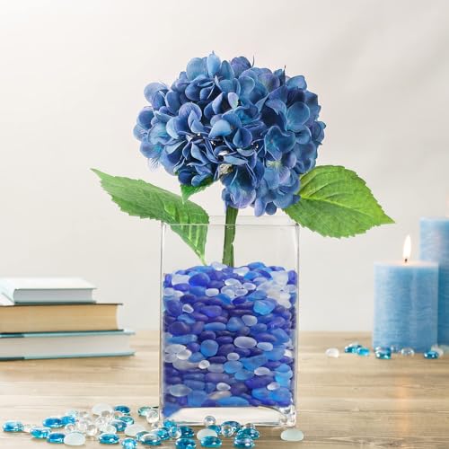 Sea Glass Stones - 2.9LB/46.4oz Blue Mixed Frosted Glass Pebbles Gemstones - Perfect for Aquarium Rocks, Fish Tank Gravel, Vase Fillers, Seaglass DIY Crafts, and Home Decor - color: Blue Mixed