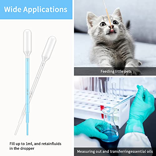 G2PLUS Plastic Dropper – 25pcs Disposable Transfer Pipettes, 1ml Graduated Dropper for Essential Oils, Lab Use, DIY Crafts - size: 1ml-25Pcs