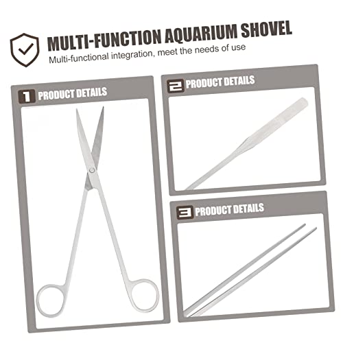 BESPORTBLE 1set Aquarium Scissors Multi-Function Trimming Tools for Freshwater and Plants Precision Tweezers and Scraper for Easy Maintenance - color: Silver, size: 31.50X7.00X1.00CM