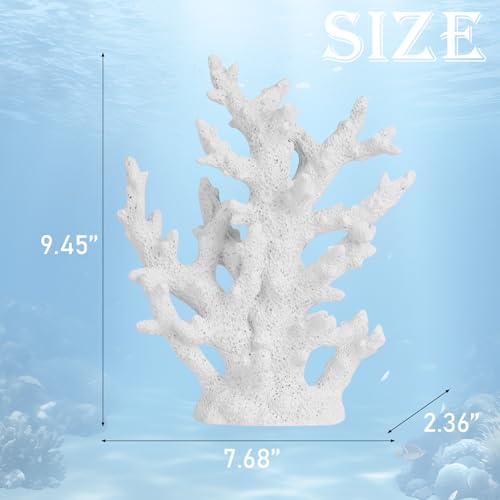 Artificial Coastal Dorm Fish Aquarium Coral Ornament Decor Realistic Aquatic Plant Marine Themed Gifts for Beach Coastal, Living Room, Bathroom- White - color: White