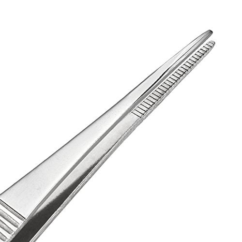 uxcell 5 Pcs 7-Inch Stainless Steel Straight Pointed Tweezers with Serrated Tip Daily Garden Tool
