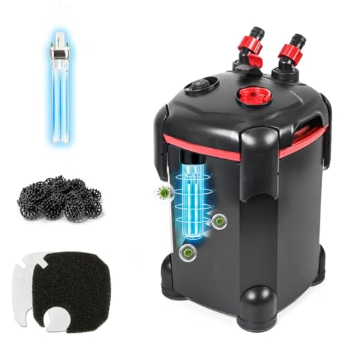 PONDFORSE Canister Filter, External Aquarium Filter Ultra-Quiet Water Circulation Cleaning Machine with Media for Fish Tanks and Aquariums - size: Large-2