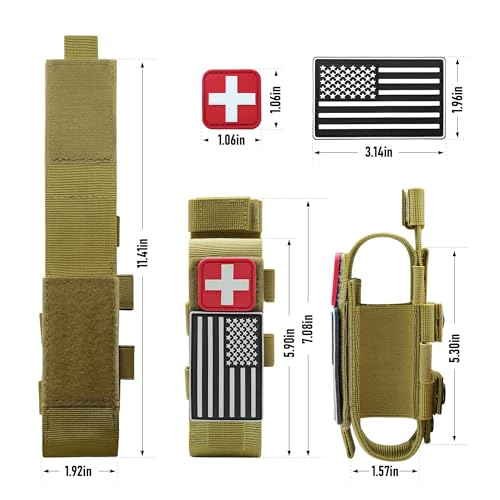 Upgrade 1000D Laser Cut Molle Tourniquet Holder, Heavy Duty Tactical Molle Tourniquet Pouch Holder - color: Pouch-Tan