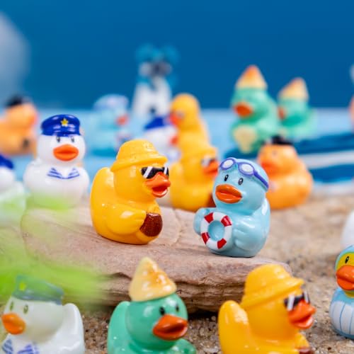60PCS Mini Ocean Resin Duck Tiny Sea Duck Figurines Marine Miniature Plastic Animals Aquarium Ornaments Decorations for DIY Fish Tank Potted Micro Fairy Garden Dollhouse（6 Styles） - style: The Sea Duck 60PC