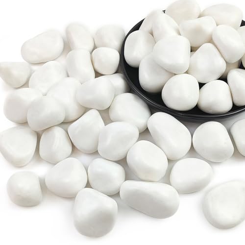 40lbs White Rocks for Landscaping,1-2 Inch Decorative Pebbles for Plants,River Rocks for Backyard,Flower Beds, Indoor Fountains, Paths, Aquarium Vase,Outdoor Garden - color: Natural White, size: 1-2 Inch(40LB)