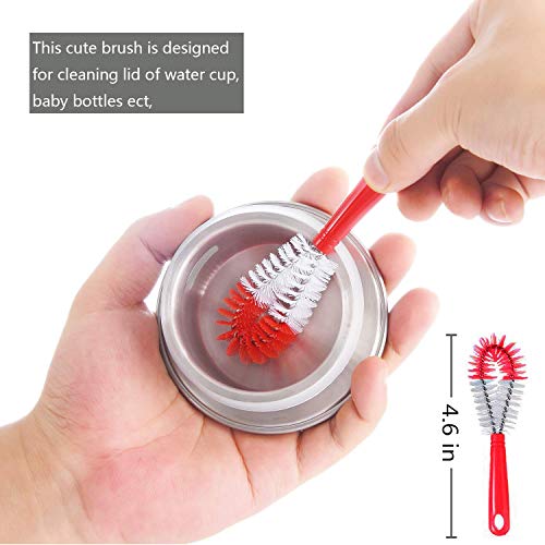 ALINK 8-Pack Red Bottle Brush Cleaner Set - Long Cleaning Brush for Narrow Neck Wine/Beer Bottles, Thermos, Hummingbird Feeder, Spout, Lids and Straws