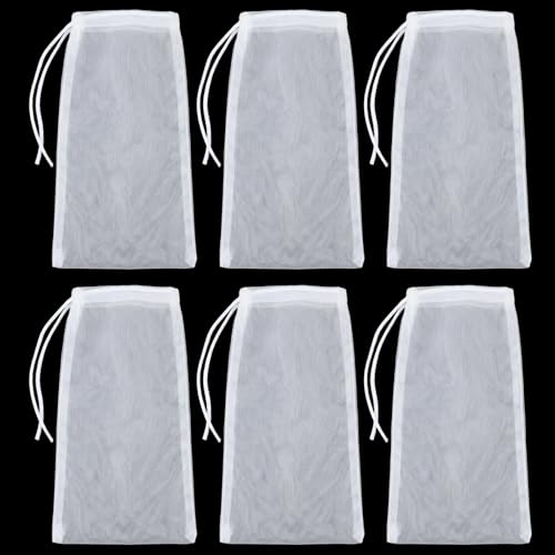 salbsever 6 Pcs Filter Media Bag, Reusable Aquarium Media Bag Extra Fine Mesh Bags Nylon Drawstring Bags for Fish Tank 4.7''x8.3''