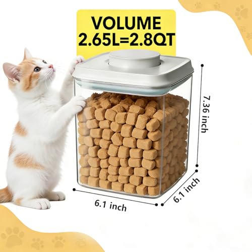 Ankou Airtight Dog Food Storage Container, 2.8 QT, One-Touch Pop Lid, BPA-Free | Clear Stackable Canister for Pet Food & Cat Treats - color: 2.8 Qt