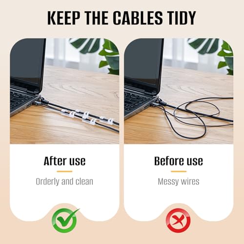 50 Pcs Self Adhesive Cable Clips,Upgraded Cable Management with Screw Hole,Strong Cord Organizer for Under Desk,Car,TV PC,Christmas Light Indoor/Outdoor-White S - color: white, size: S(Fit 0.12-0.2in)
