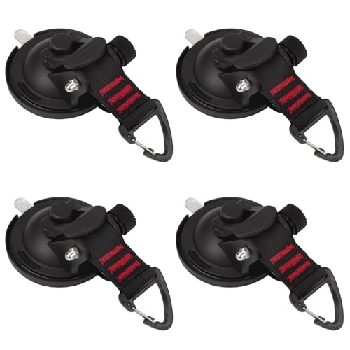 Heavy Duty Suction Cup Hooks, Car Camping Essentials Tie Down Anchor, Window Hooks, Glass Suction Cups, RV Van Car Awning, SUV Tent, Truck Camping, 4 Pcs
