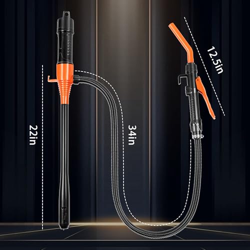 Electric Fuel Transfer Pump, Portable Battery Powered Hand Fuel Pump, Battery Gas Pumps Universal Fit for Vehicles, Boats, Lawn Equipment, Emergency & Home Use(Black Orange)