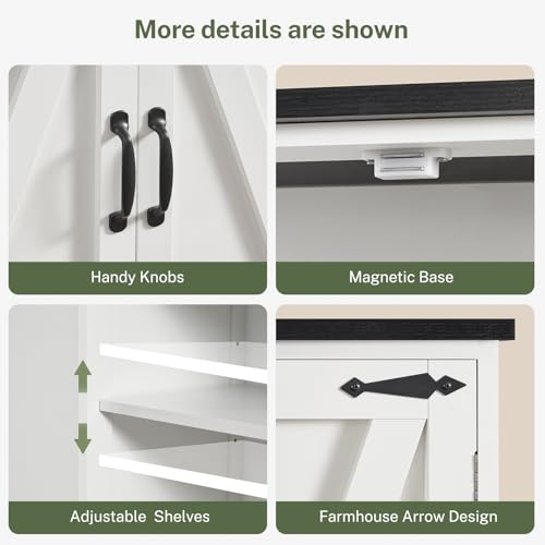 TEENFON Tall Pantry Cabinet, Kitchen Cabinet with 4 Shelves, Adjustable Shelves, Pantry Cabinets with 4 Barn Doors, Tall Kitchen Cabinets for Dining Room, Living Room, White - color: White 4 Doors