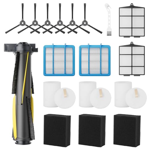 Leemone 18 Pcs Replacement Parts for Shark Navigator AV2110S AV2120 RV2120AE RV2110 Robot Vacuum, 1 Main Brush, 2 Pre Filters, 2 HEPA Filters, 6 Side Brushes, 3 Foam & Felt Filters, 3 Base Filters - style: Shark AV2110s Parts