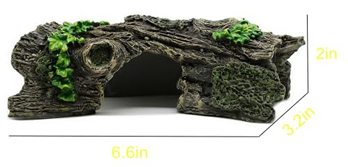 Aquarium Resin Trunk Description,Small Reptile Hide Cave, Natural Bark Texture, Safe for Freshwater & Saltwater Tanks - size: xs