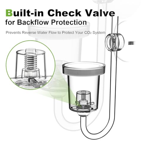 FZONE Acrylic Aquarium CO₂ Diffuser with Built-in Check Valve & Bubble Counter, Syringe & Suction Cup – Fine Bubble CO₂ Delivery for Planted Tanks (M-25mm) - size: M-25mm